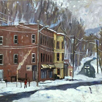 Snow at Dusk, oil painting landscape